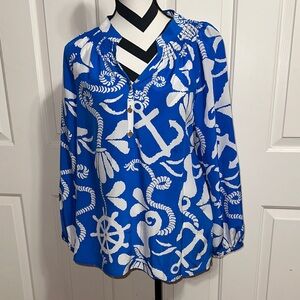 Lilly Pulitzer Vibrant Blue Nautical Blouse